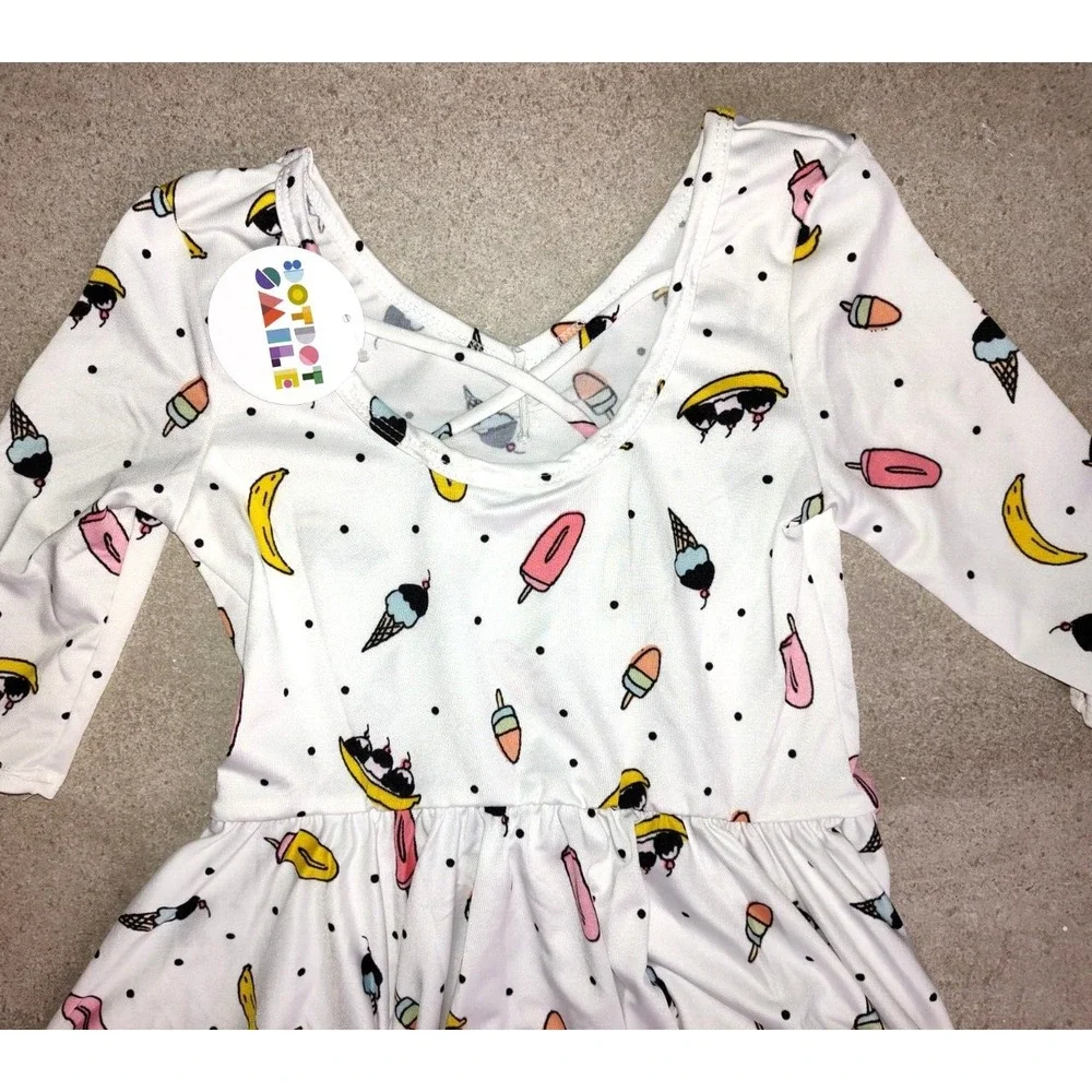 Dot Smile Girls 5 6 White Popsicle Banana Split Ice Cream Ballerina‎ Twirl Dress